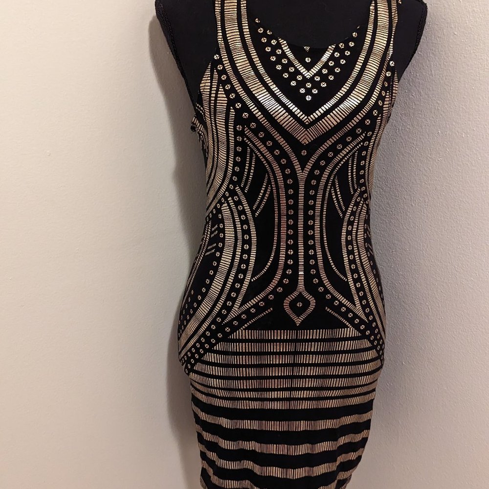 A'GACI Gold Embellished Mini Dress